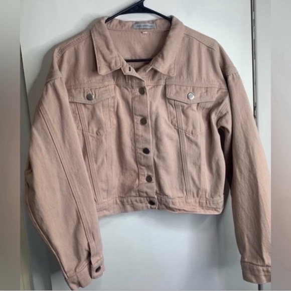 Miss Sparking Pink Denim Cactus Print Jacket Size Large - Picture 2 of 3